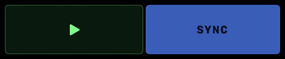 The transport row at the foot of a deck’s Home page: PLAY, with SYNC beside it